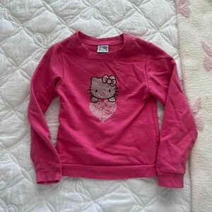 hot pink kitty bedazzled kids sweatshirt crewneck